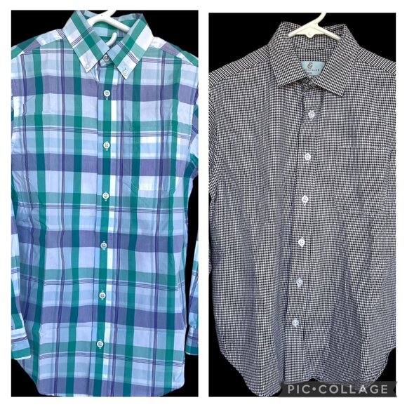 Lot of 2 Class Club Button Up LS Shirts Boys Size 10/12 Easter Plaid Houndstooth - Picture 1 of 9